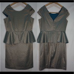 Teal Dress with Nude Accents